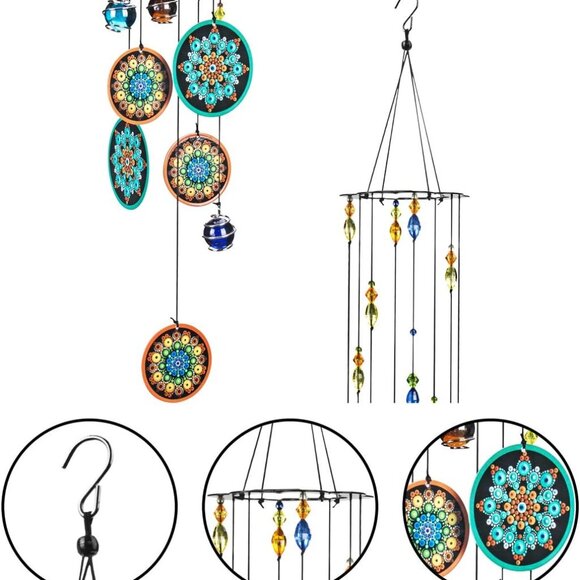 Chakra Crystal Metal Wind Chimes Window Garden Hanging Windchimes Boho Mandala - Picture 7 of 9